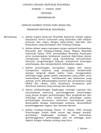 UU NOMOR 1 TAHUN 2009 TENTANG PENERBANGAN