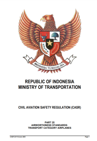 Image of CASR part 25 - Airworthiness Standards : Transport Category Airplanes